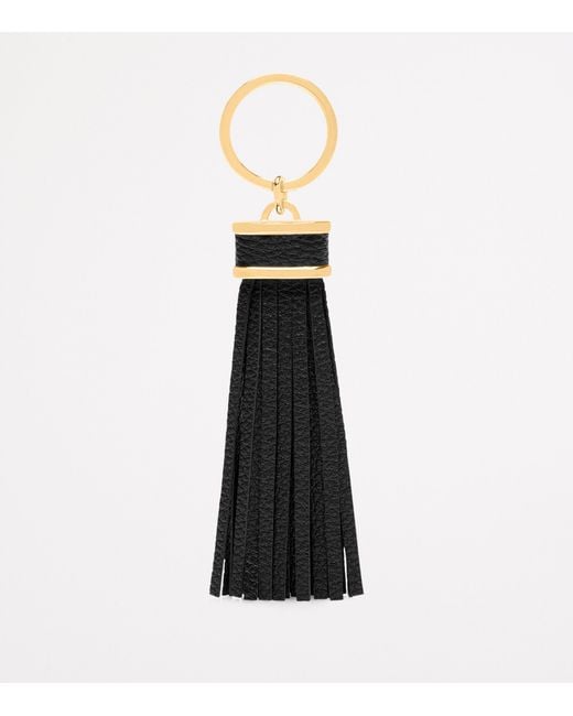 Tom Ford Black Leather T Tassel Keyring for men