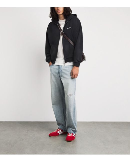Cole Buxton Black Cotton Distressed Surf Hoodie for men