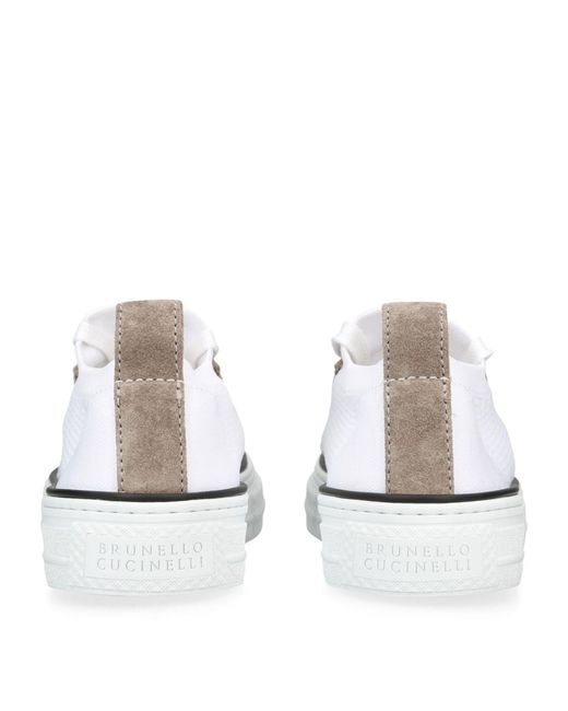 Brunello Cucinelli White Nylon-leather Monili Sneakers