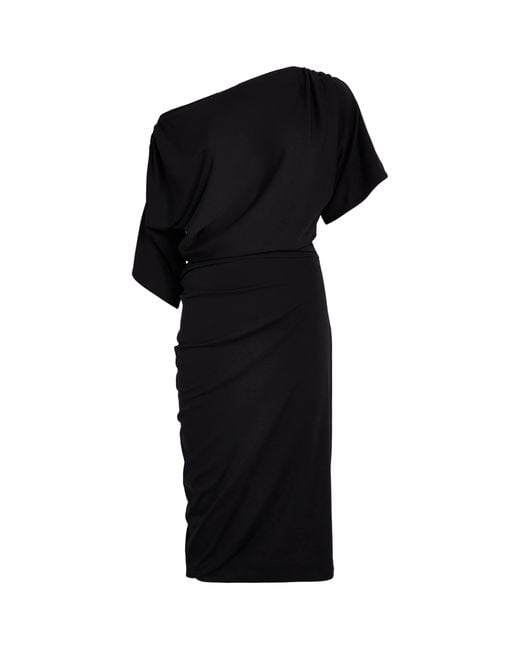 Wolford Black Fluid Drape Midi Dress