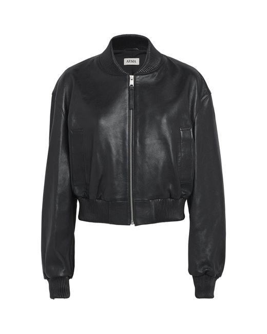 Arma Black Hannah Leather Bomber Jacket