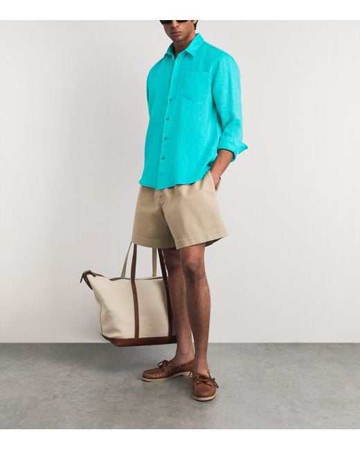 Vilebrequin Blue Linen Caroubis Shirt for men