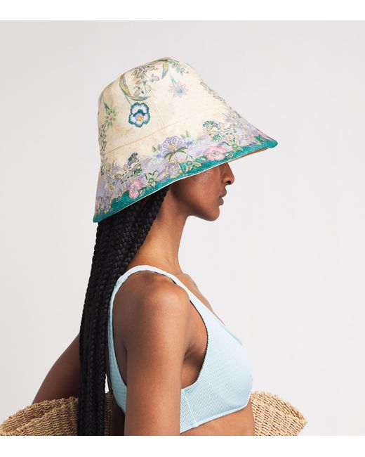 Zimmermann Green Linen Reversible Bucket Hat