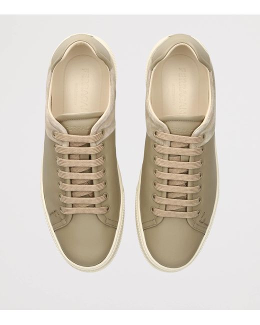Ferragamo Natural Leather Clayton Sneakers for men