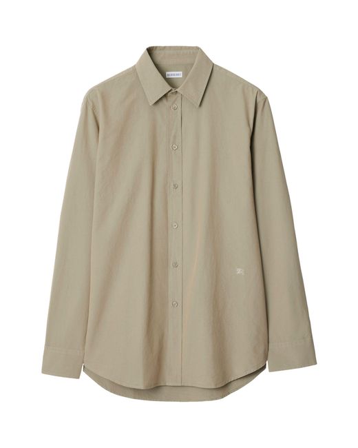 Burberry Natural Cotton Edk Embroidery Shirt for men