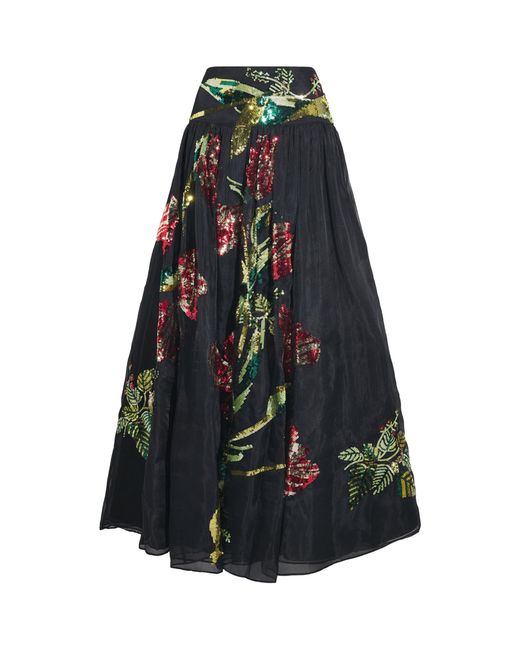 Alice + Olivia Blue Embellished Oriana Maxi Skirt