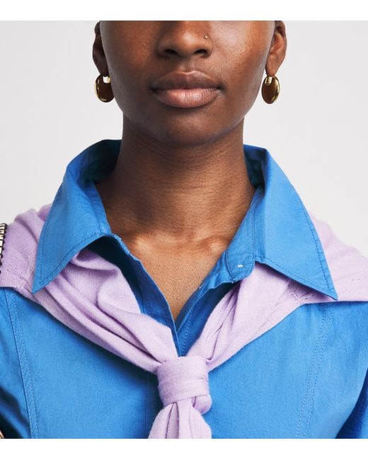 Ganni Blue Stretch-Cotton Mini Shirt Dress