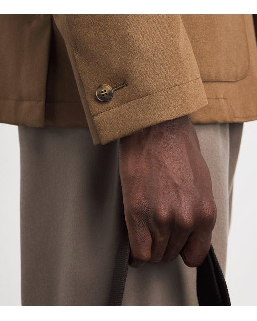 Canali Brown Stretch-Wool Chore Overshirt for men