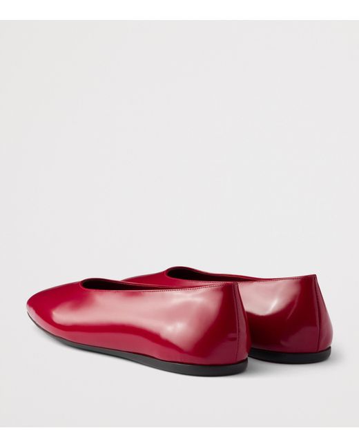 Prada Red Leather Logo Ballet Flats
