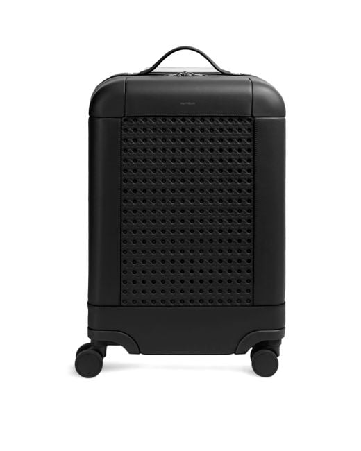 Aviteur Black Leather Carry-On Suitcase