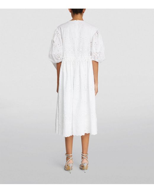 Simone Rocha White Cotton Bow-detail Midi Dress