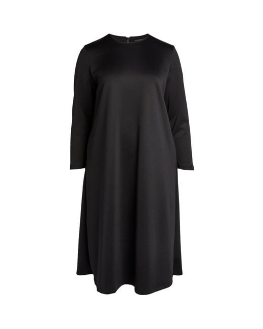 Marina Rinaldi Black Long-sleeved Shift Midi Dress