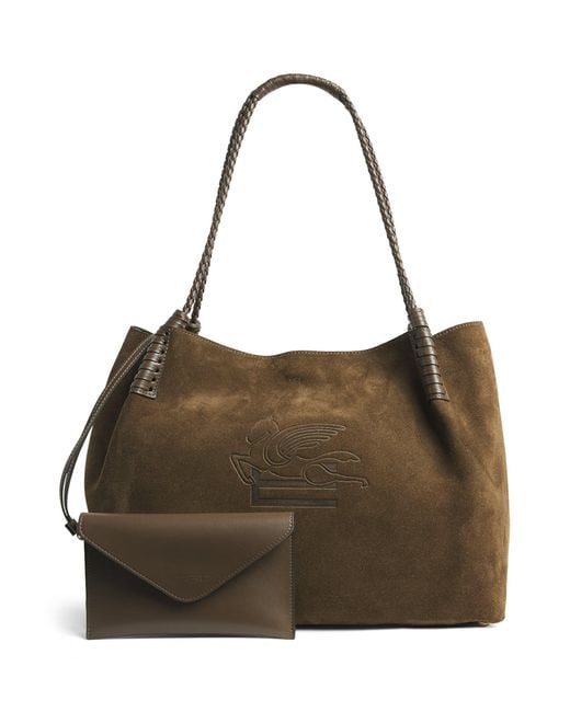 Etro Brown Medium Suede Libra Shoulder Bag