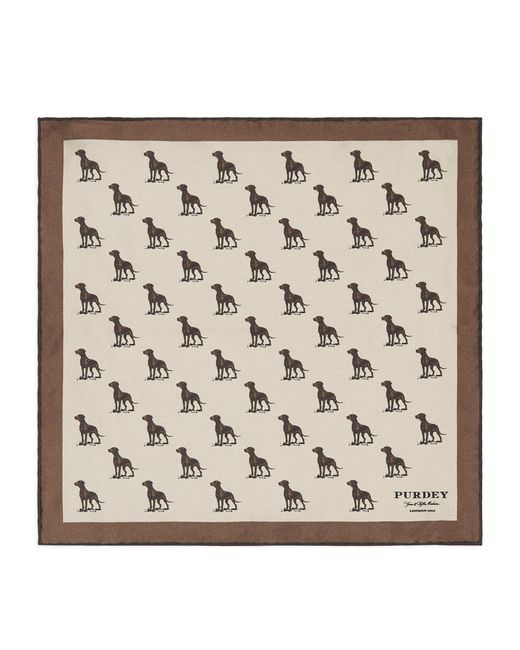 James Purdey & Sons Metallic Silk Gun Dog Pocket Square for men