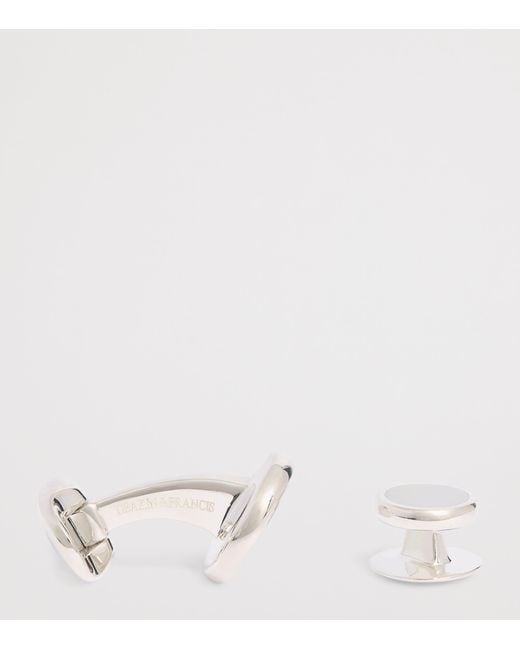 Deakin & Francis White Sterling And Mother-Of-Pearl Round Cufflinks for men