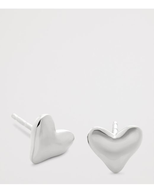 Monica Vinader White Sterling Heart Earrings