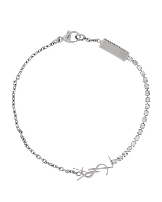 Saint Laurent Metallic Embellished Cassandre Bracelet