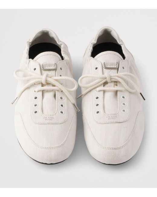 Prada White Denim Collapse Sneakers for men