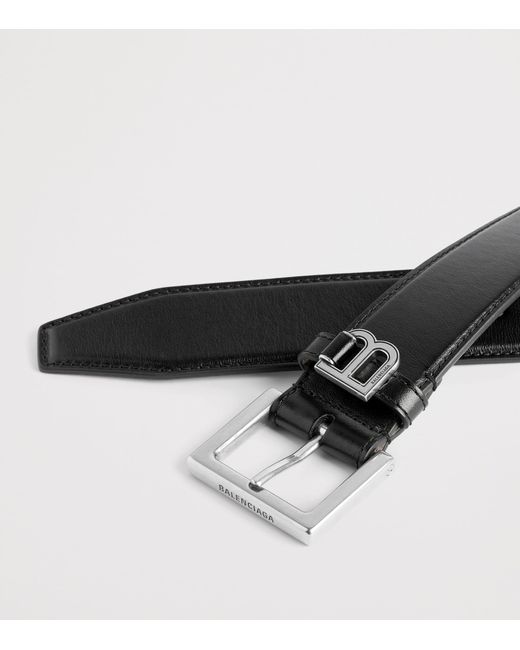 Balenciaga Black Leather Hourglass Belt for men
