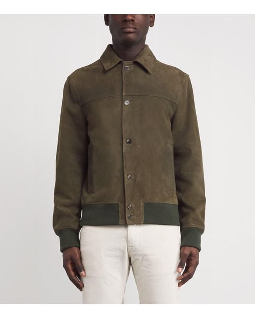Jacob Cohen Green Suede Trucker Jacket for men