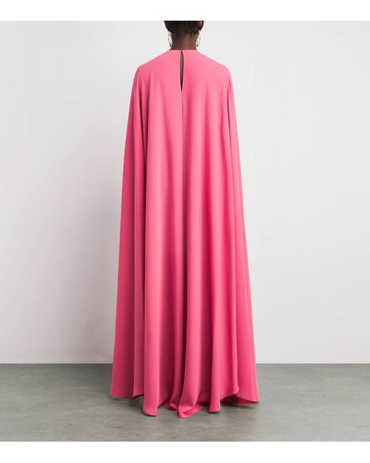 Zuhair Murad Pink Cady Embellished Cape Gown
