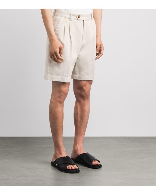 CHE White Cotton-Linen Marinos Chino Shorts for men