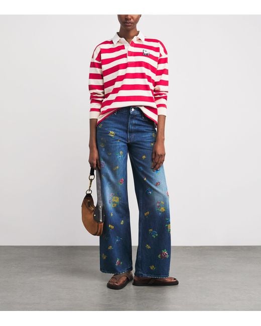 Mother Blue The Rerun Zip Sneak High-Waist Jeans