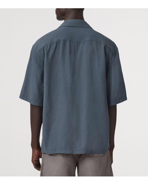 AllSaints Blue Purley Short-Sleeve Shirt for men