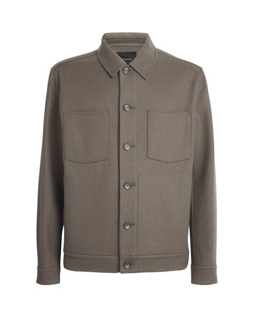 Vince Brown Wool-Blend Patch Pocket Overshirt for men