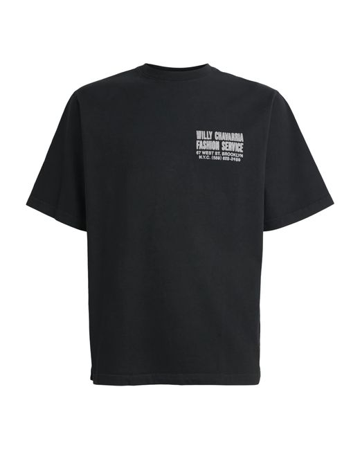 Willy Chavarria Black Cotton Fashion Services T-Shirt for men