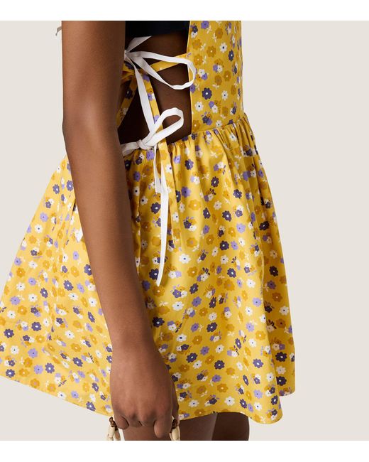 Miu Miu Metallic Floral Apron Mini Dress