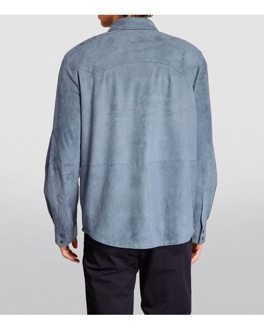 Corneliani Blue Suede Overshirt for men