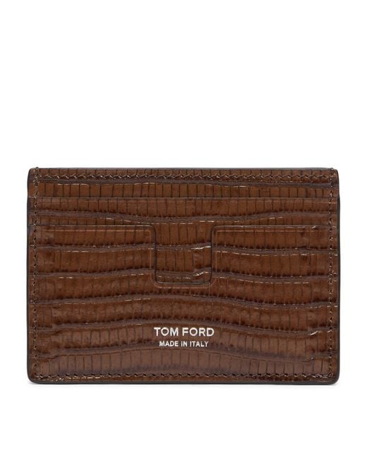 Tom Ford Brown Calfskin Scale-Effect Card Holder for men