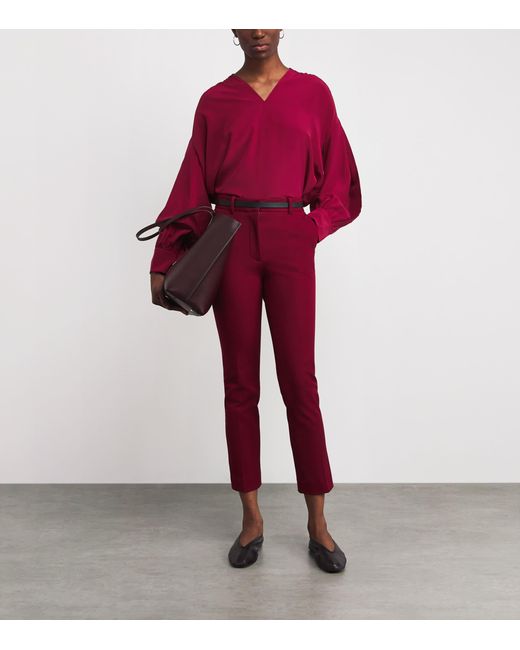 Joseph Red Silk Blondel Blouse