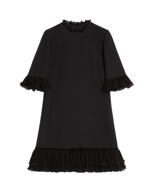 Valentino Black Silk Ruffled Mini Dress