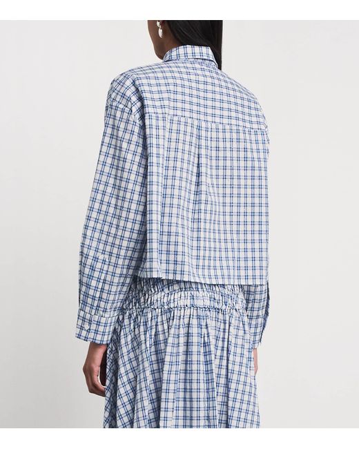 Maje Blue Embellished Check Shirt