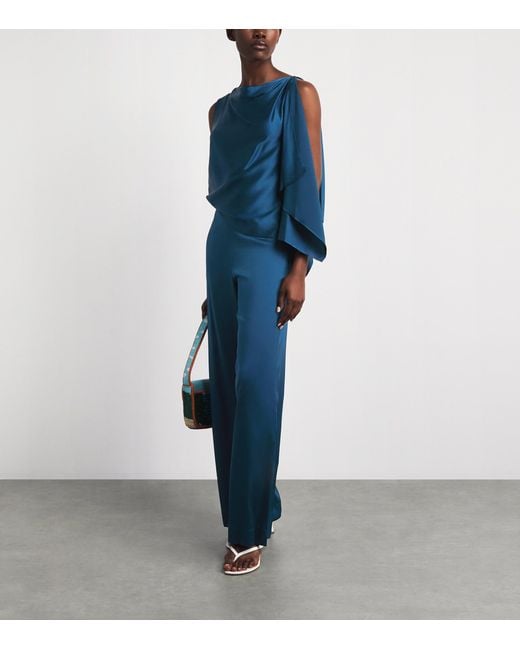 Staud Blue Silk Stroll Trousers