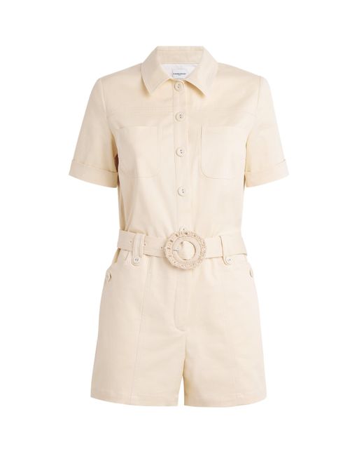 Claudie Pierlot Natural Cotton-Blend Belted Playsuit