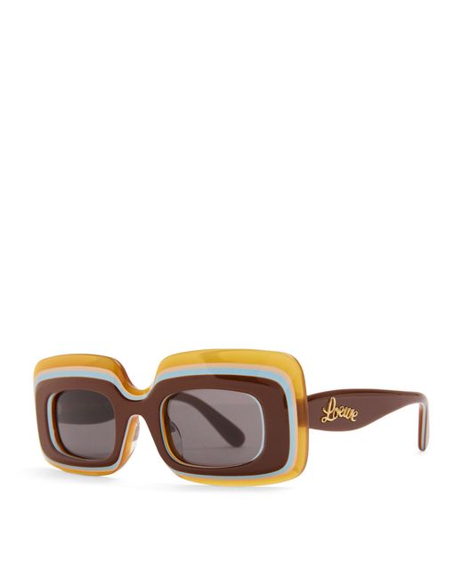 Loewe Brown X Paula's Ibiza Layered Rectangular Sunglasses
