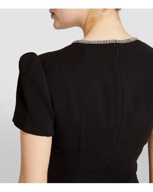 Self-Portrait Black Diamanté-detail Midi Dress