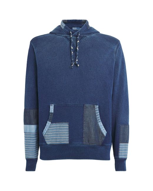 Polo Ralph Lauren Blue Cotton Patchwork Hoodie for men