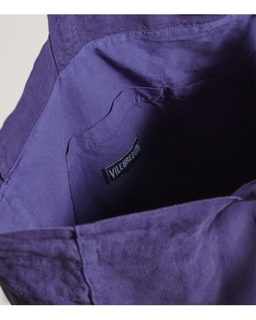 Vilebrequin Purple Linen Logo Tote Bag for men