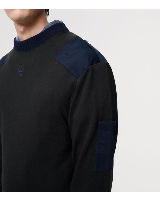 Loewe Blue Cotton-Blend Patchwork Sweater for men
