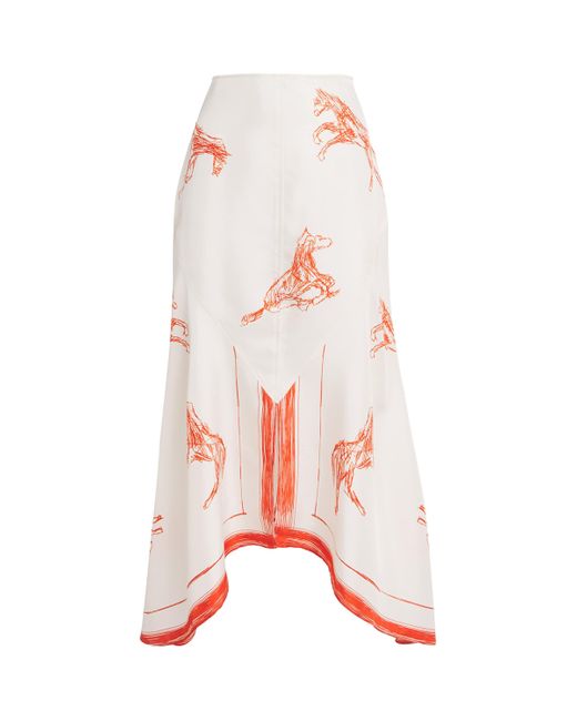 Rohe Pink Silk Ballpoint Horse Midi Skirt
