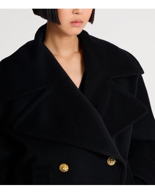 Balmain Blue Wool-Cashmere Pea Coat