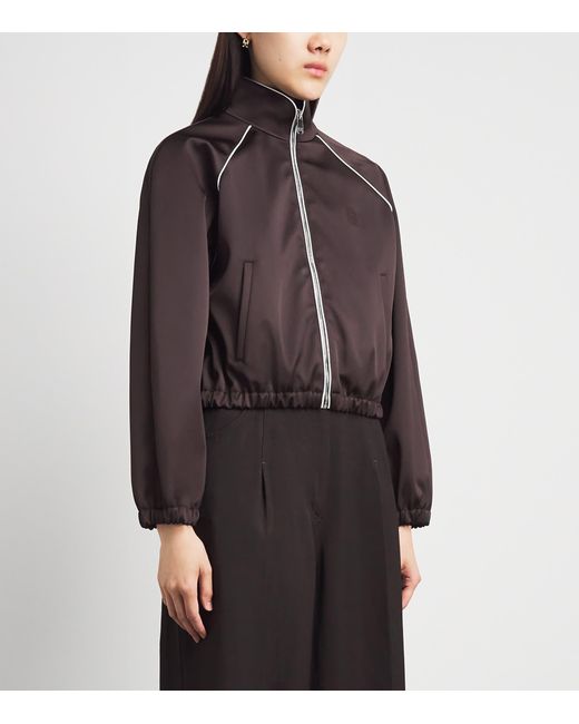 Sandro Brown Satin Cropped Bomber Jacket