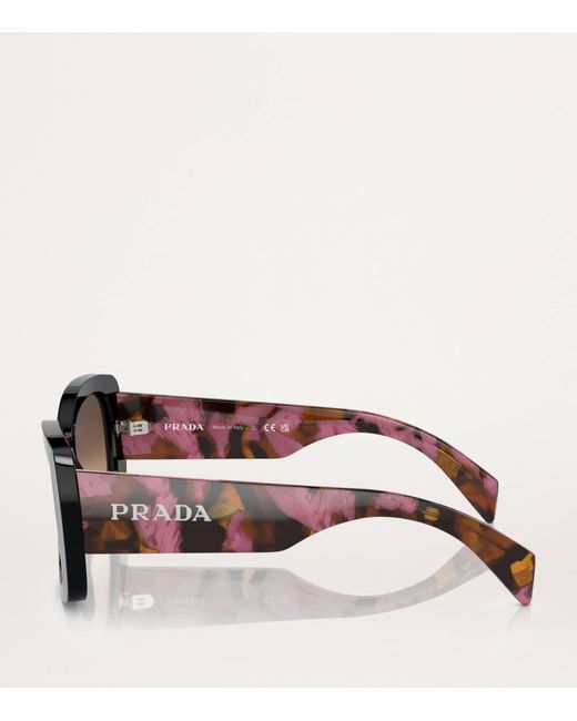 Prada Brown Acetate Geometric Sunglasses