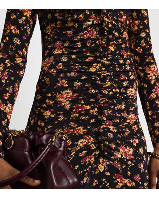 Ulla Johnson Brown Gathered Floral Midi Dress