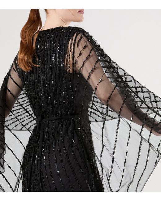 Marina Rinaldi Black X Tony Ward Embellished Maxi Dress And Cape