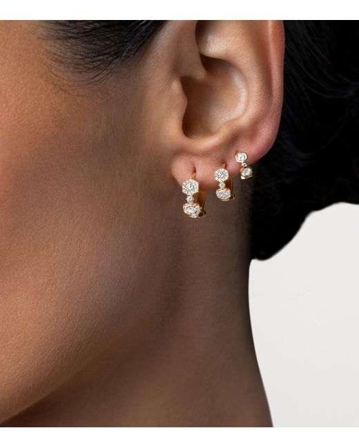 David Morris Metallic And Diamond Triolette Square Hoop Earrings